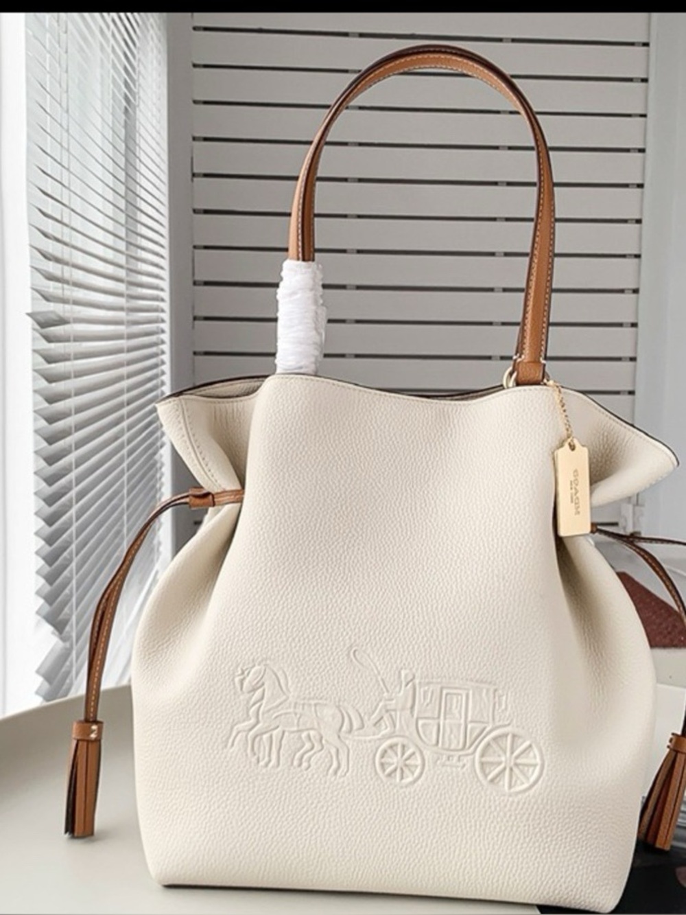 Coach CA65 Andy Leather Embossed Horse & Carriage Tote